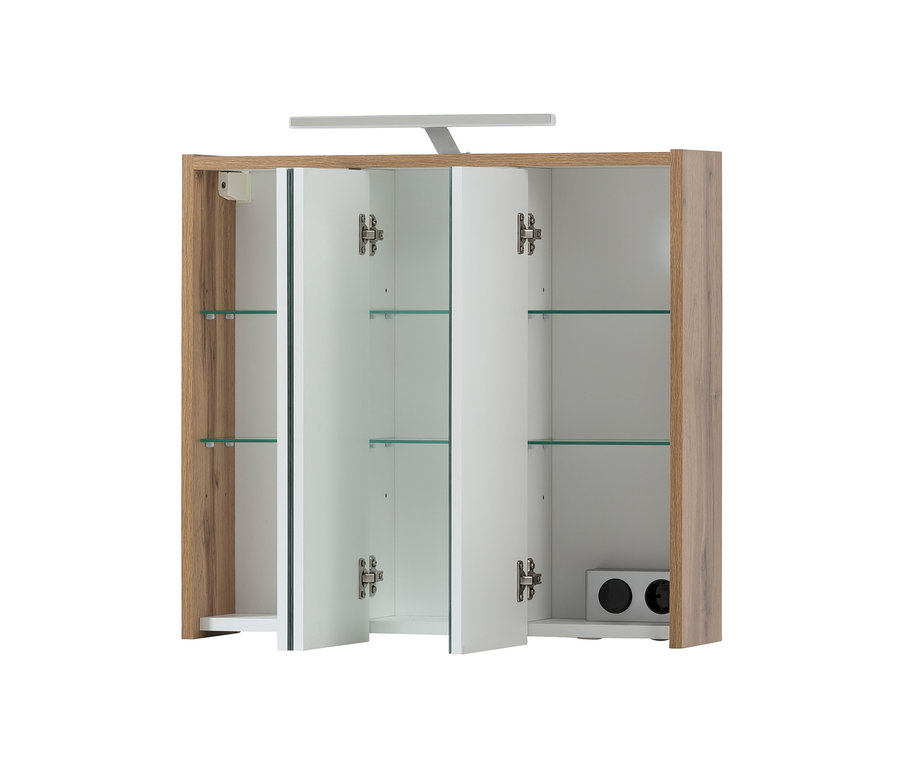 Geöffneter Spiegelschrank »Dex« mit Beleuchtung, Eiche.
