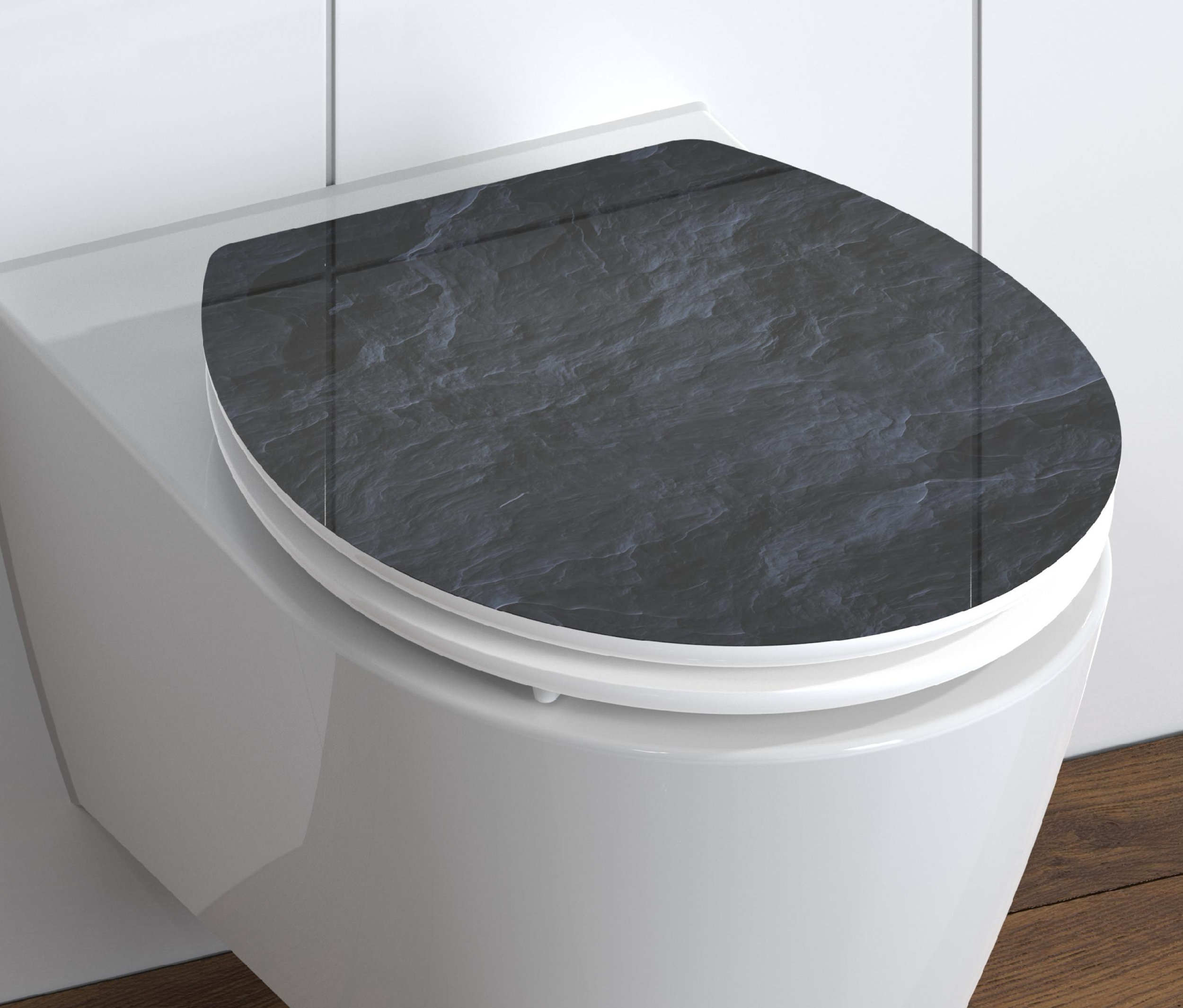 Thumbnail - Schütte MDF High-Gloss WC-Sitz mit Absenkautomatik »Black Stone« - weiß