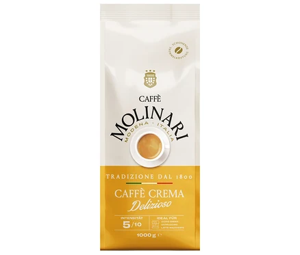Eine Packung Caffè Molinari Caffè Crema Delizioso.