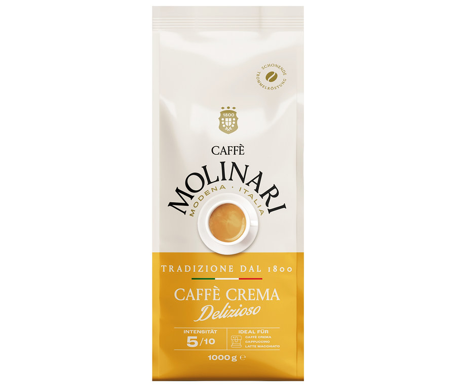 Eine Packung Caffè Molinari Caffè Crema Delizioso.