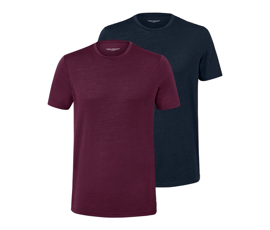 Zwei Funktionsshirts mit Merinowolle liegen uebereinander.