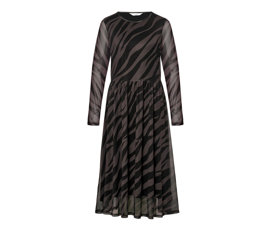 Ein bedrucktes Mesh-Kleid mit Zebra Muster.