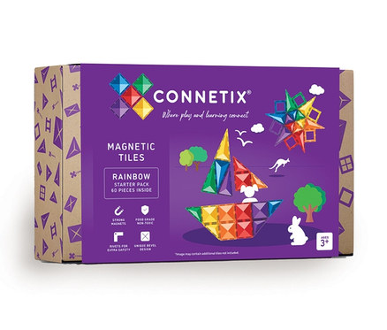 Eine Packung Connetix Magnetspielzeug, Starter Pack, 60-teilig.