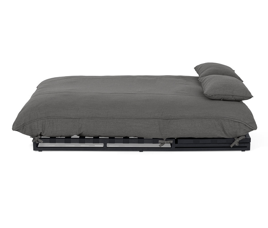 Graue Premium-Doppelliege mit verstellbarem Kopfteil und Sunbrella®-Stoff.