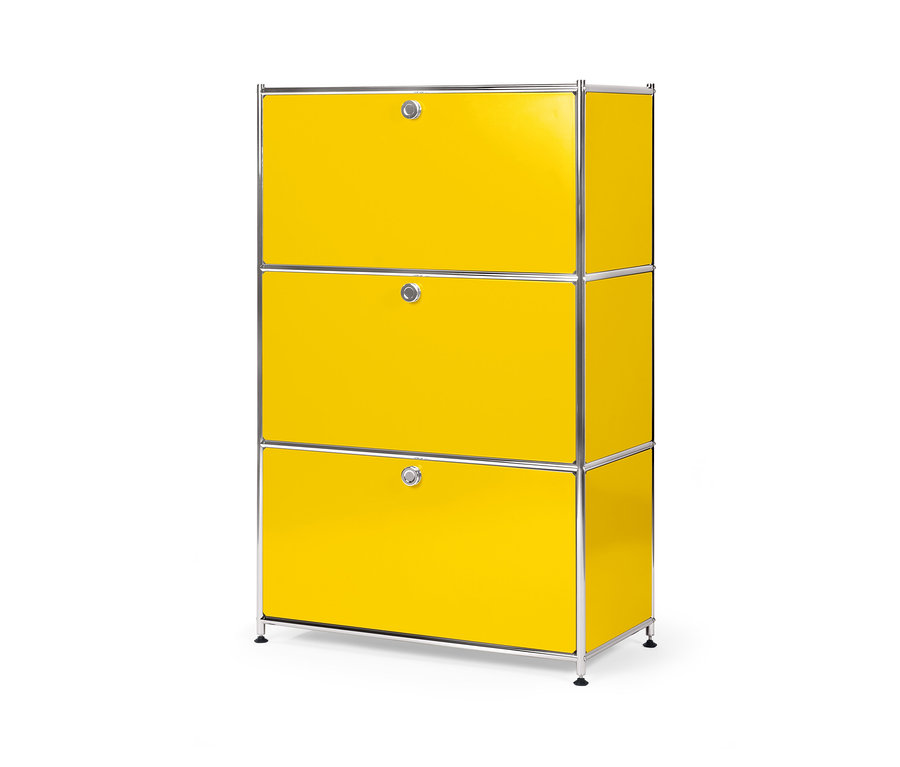 Gelbe Kommode Metall »CN3« mit 3 Klappenfächern.