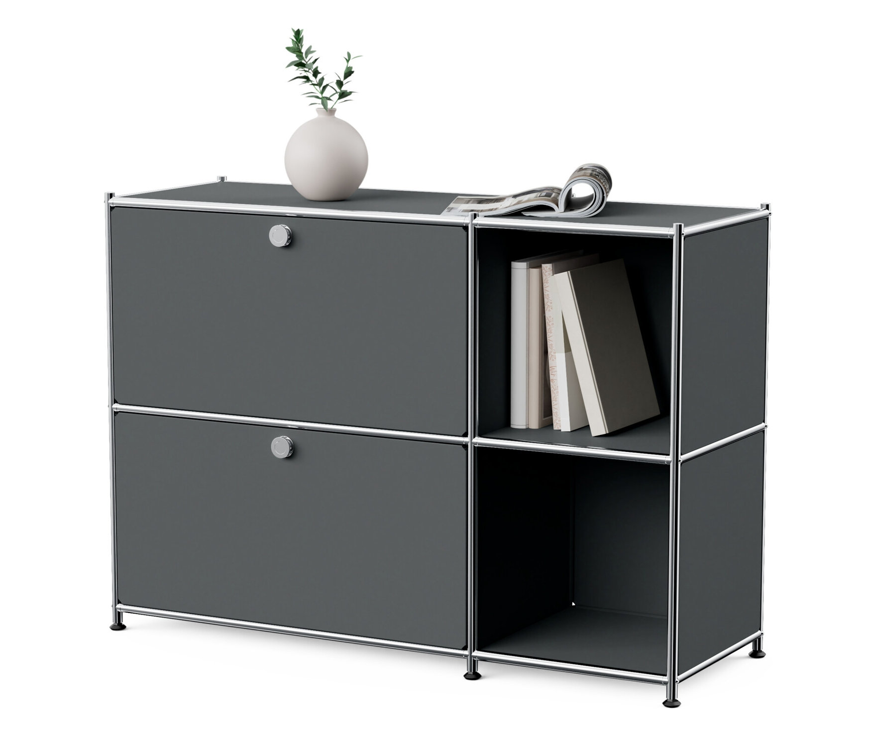 Tchibo - Sideboard Metall »Cn3« mit 2 Klappenfächern - 116x40x85,5cm - chrom -