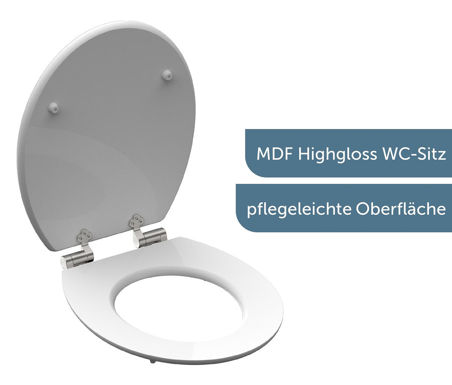 Offener, weißer MDF WC-Sitz, High Gloss Geo.