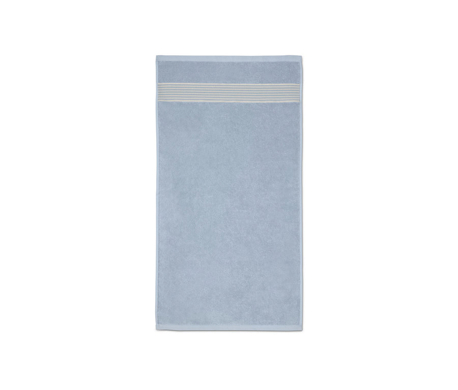 Blaues 2er-Pack Premium-Handtuch mit Streifenbordüre.