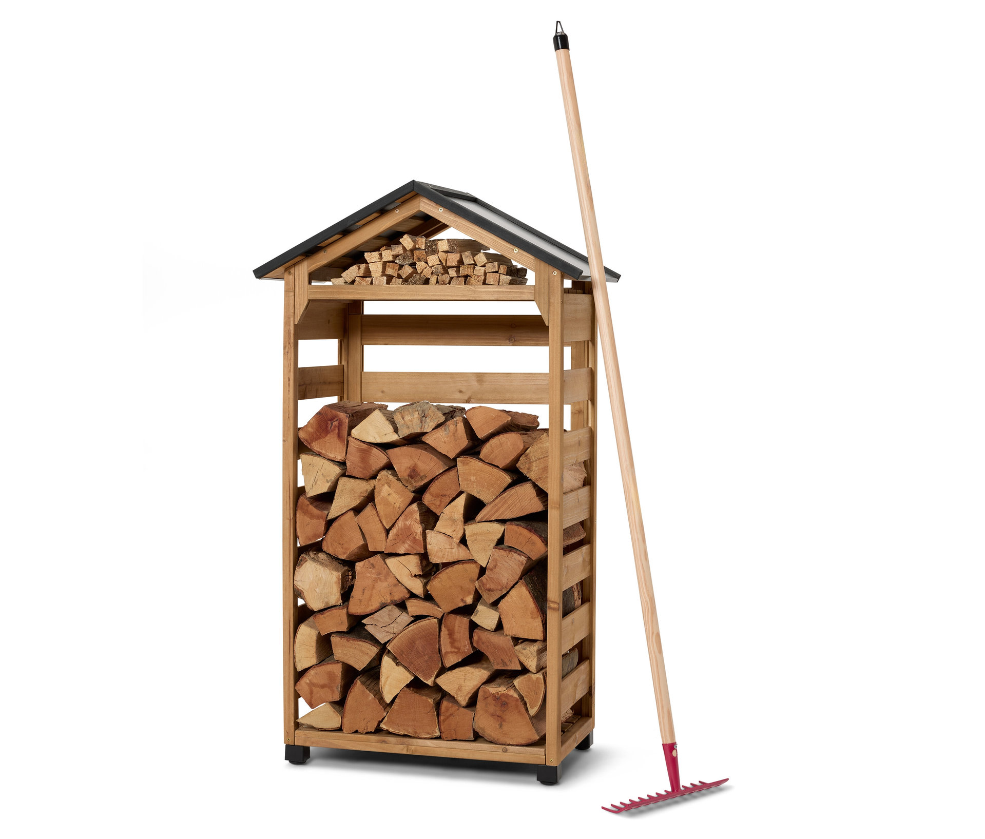 Tchibo - Kaminholz-Haus - 60x35x121cm - schwarz - - Holz / Stahl