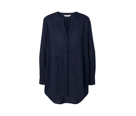 Eine marineblaue Longbluse.