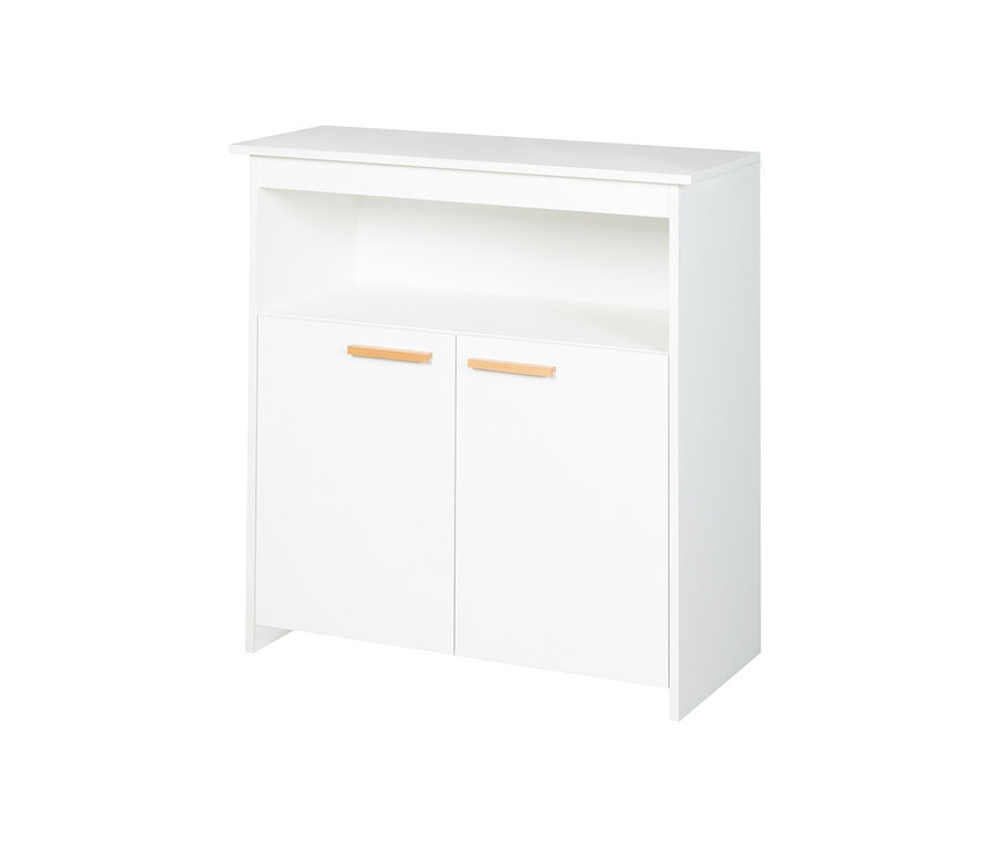 Weiße roba Wickelkommode »Anton« mit zwei Türen und offenem Fach.