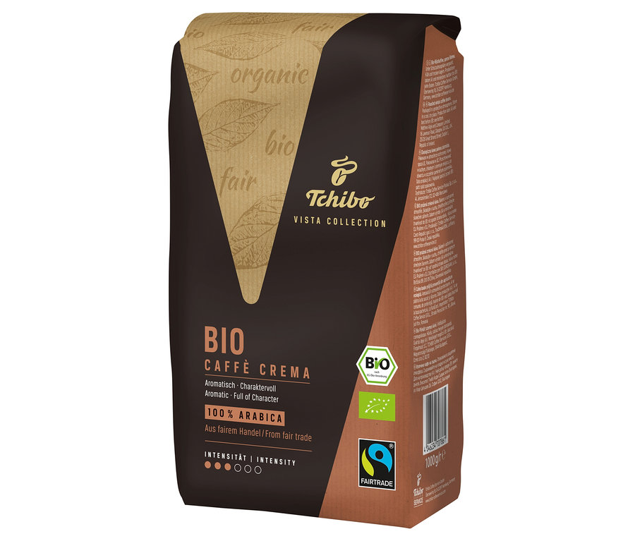 Eine Packung Vista Collection Bio Caffé Crema von Tchibo.