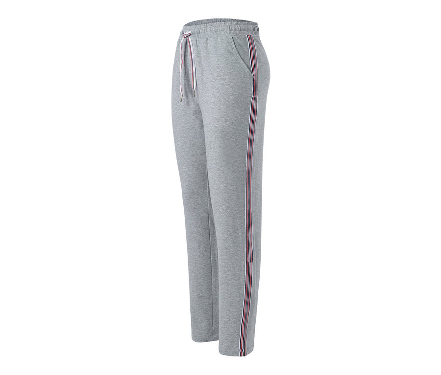 Graue Loungewear-Hose mit Kordelzug und Zierstreifen an der Seite.