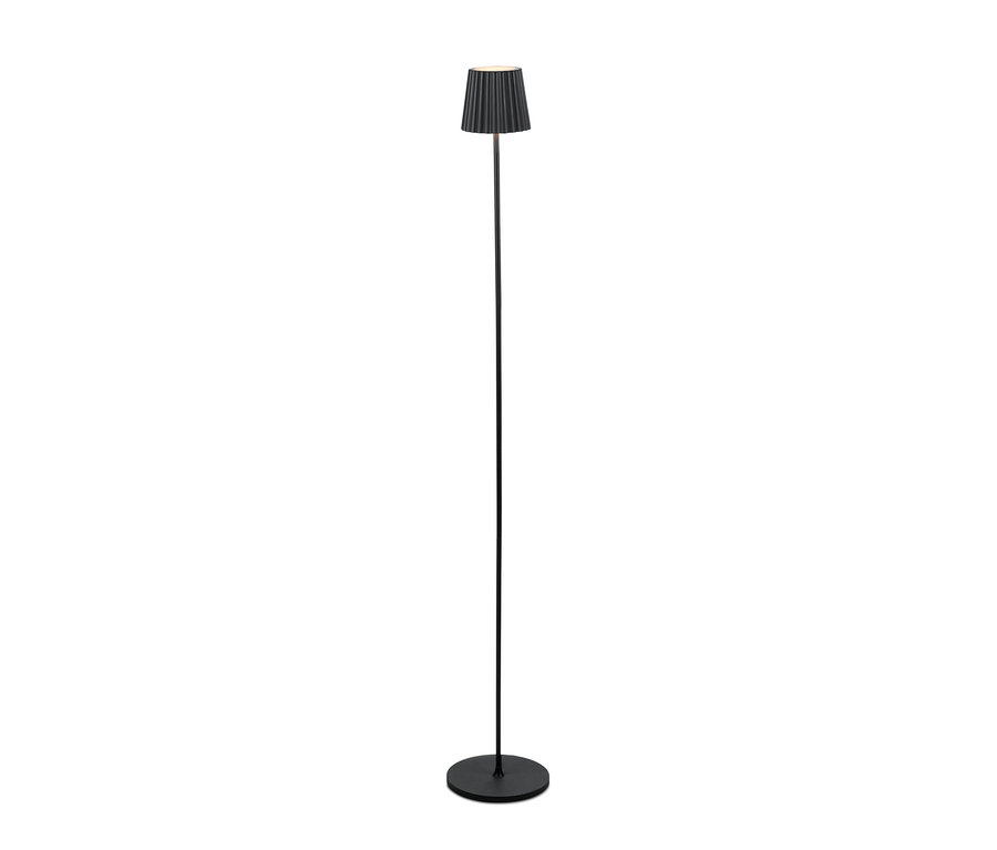 Eine einzelne schwarze LED-Akku-Stehleuchte.