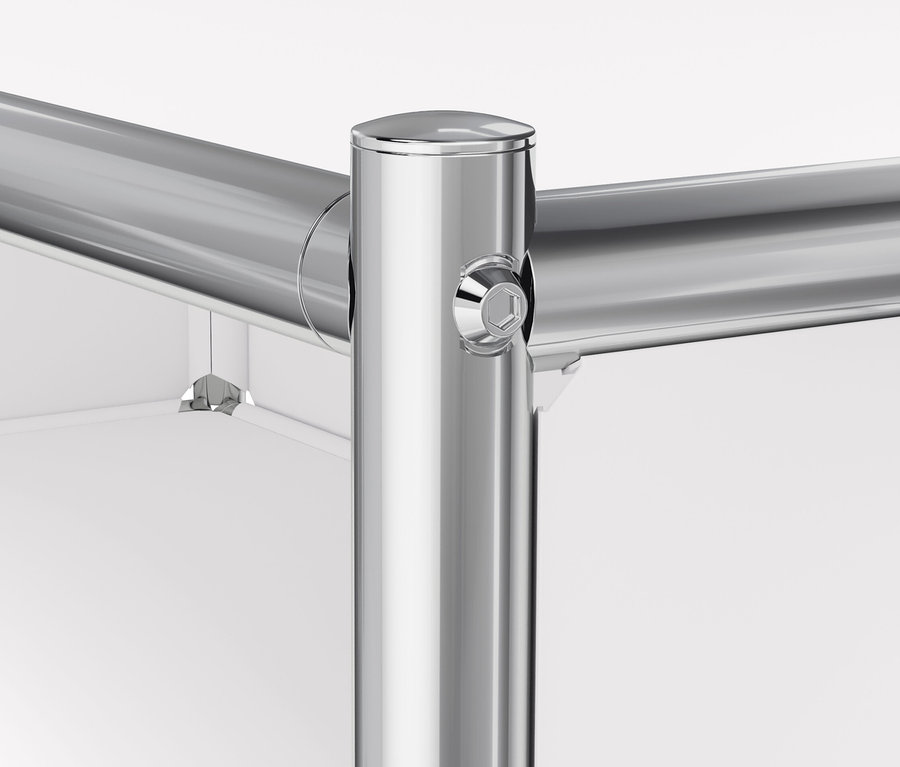 Detail einer Kommode Metall »CN3« mit 2 Kleiderstangen und 4 Schubladen.