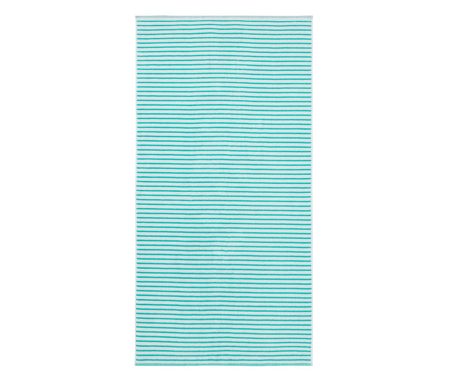 Gestreiftes XL-Badetuch in Blau und Weiß.