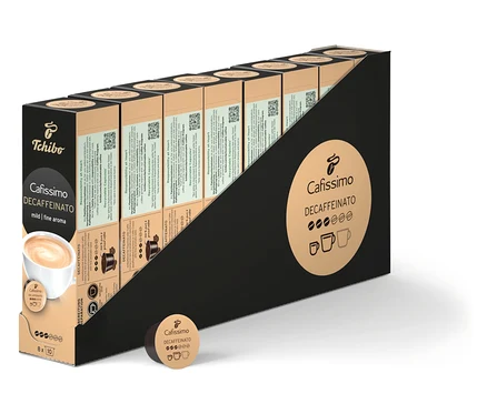 Verpackung von Tchibo Cafissimo Decaffeinato - entkoffeiniert - 80 Kapseln.
