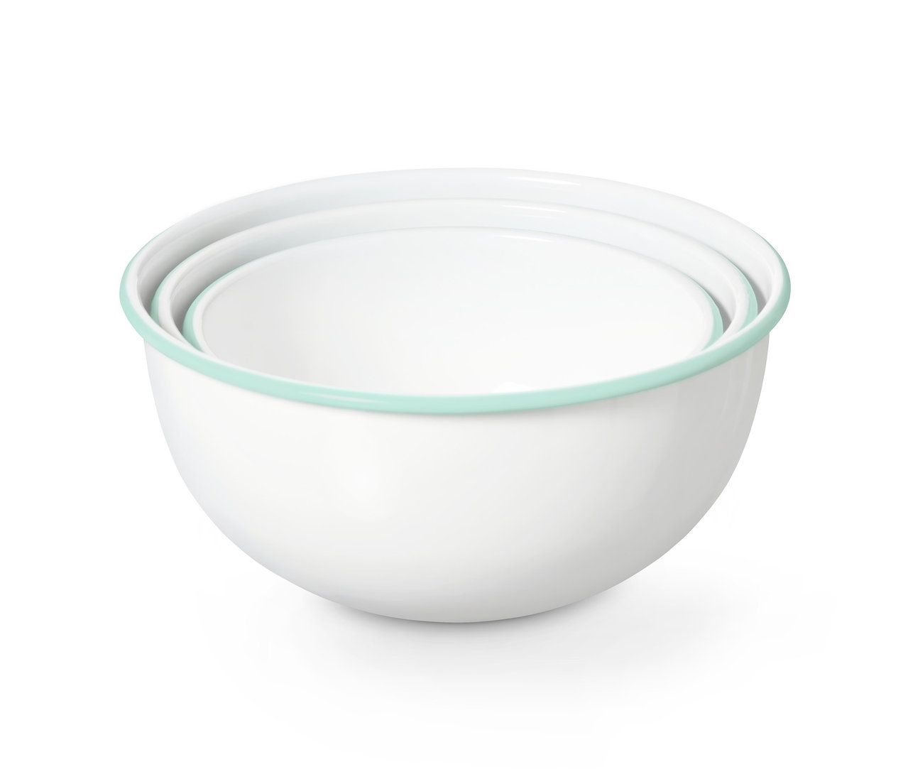 Emaille-Servier-und-Zubereitungsschüssel-Set mit Deckeln.