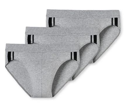 Drei graumelierte SCHIESSER Slips.