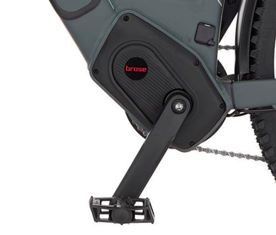 Nahaufnahme vom Tretlagerbereich eines FISCHER ATB E-Bike TERRA 6.8i ULTIMATE.