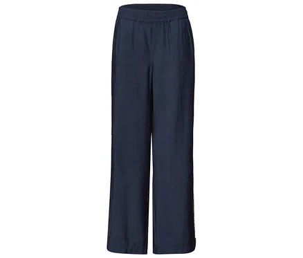 Dunkelblaue Street One Hose »Emee« mit weitem Bein und elastischem Bund.