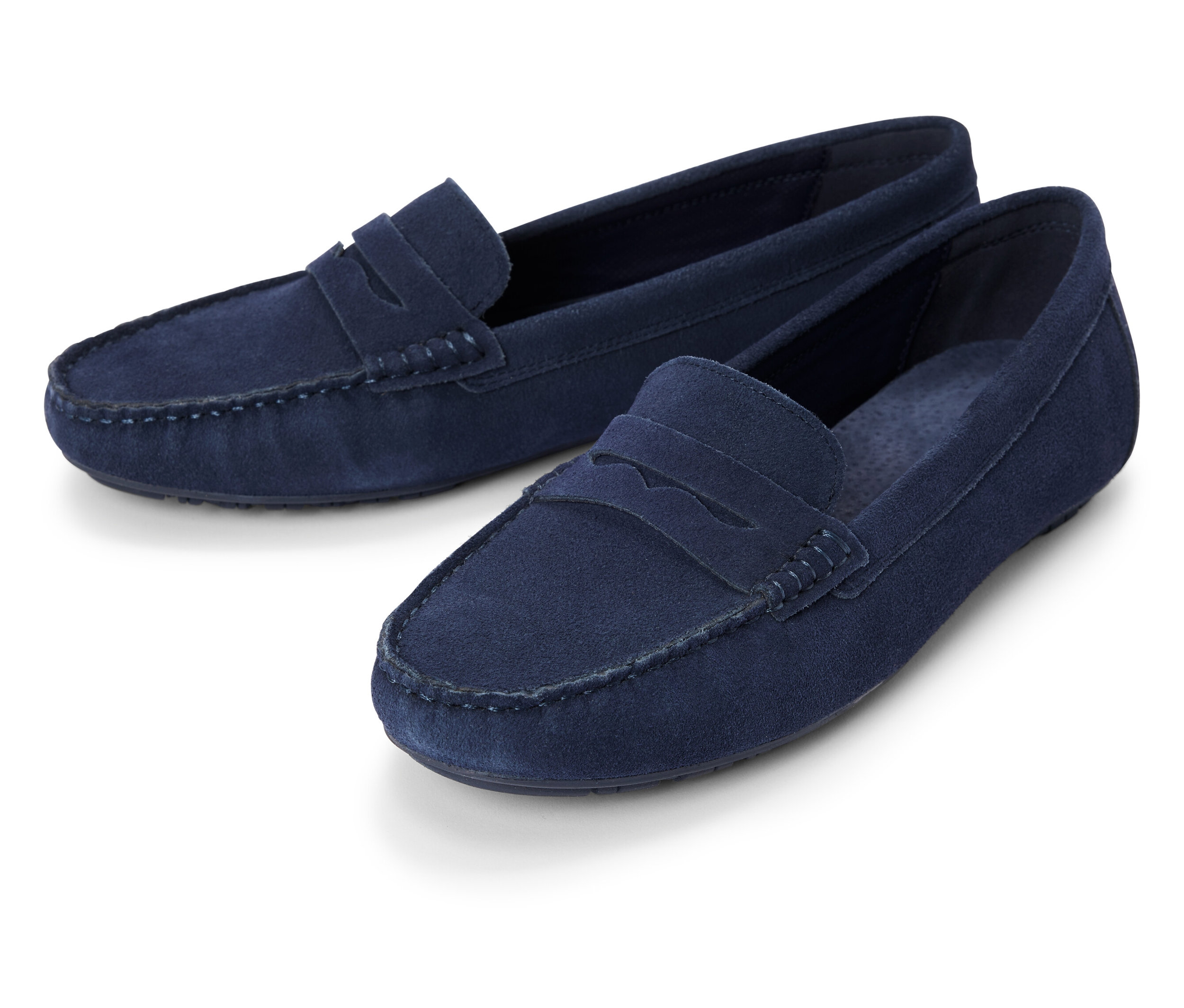 Veloursleder-Loafer - Damen - Gr. 41 - dunkelblau - dunkelblau