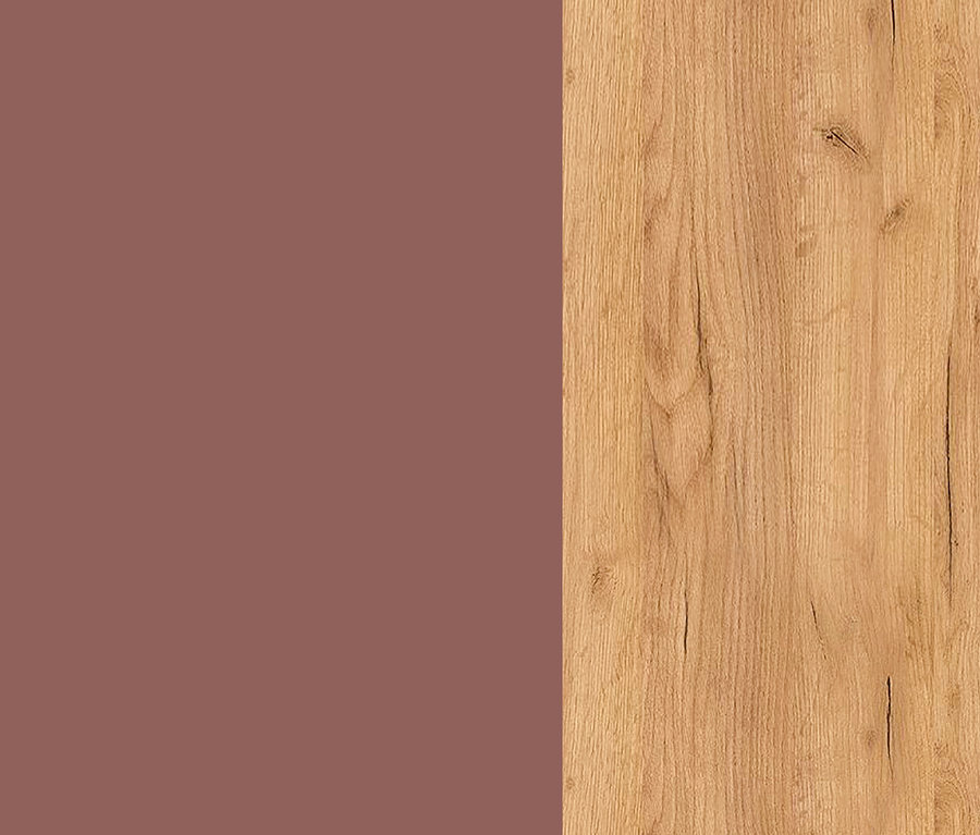 Eine Hälfte ist einfarbig braun, die andere Hälfte zeigt eine helle Holzstruktur.