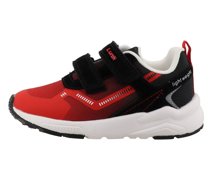 Ein einzelner roter LURCHI Sneaker »Archie« steht seitlich auf einem weißen Hintergrund.
