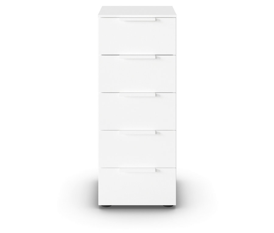 Weißer Schrank mit fünf Schubladen
