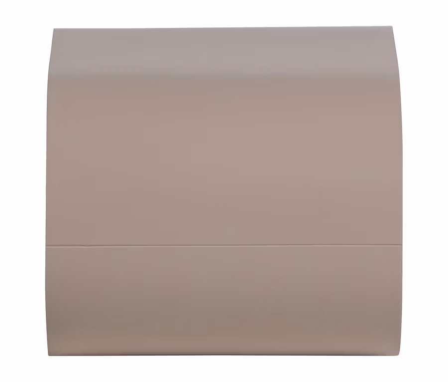 Beige-brauner Behälter mit gewölbter Oberseite und horizontaler Naht.