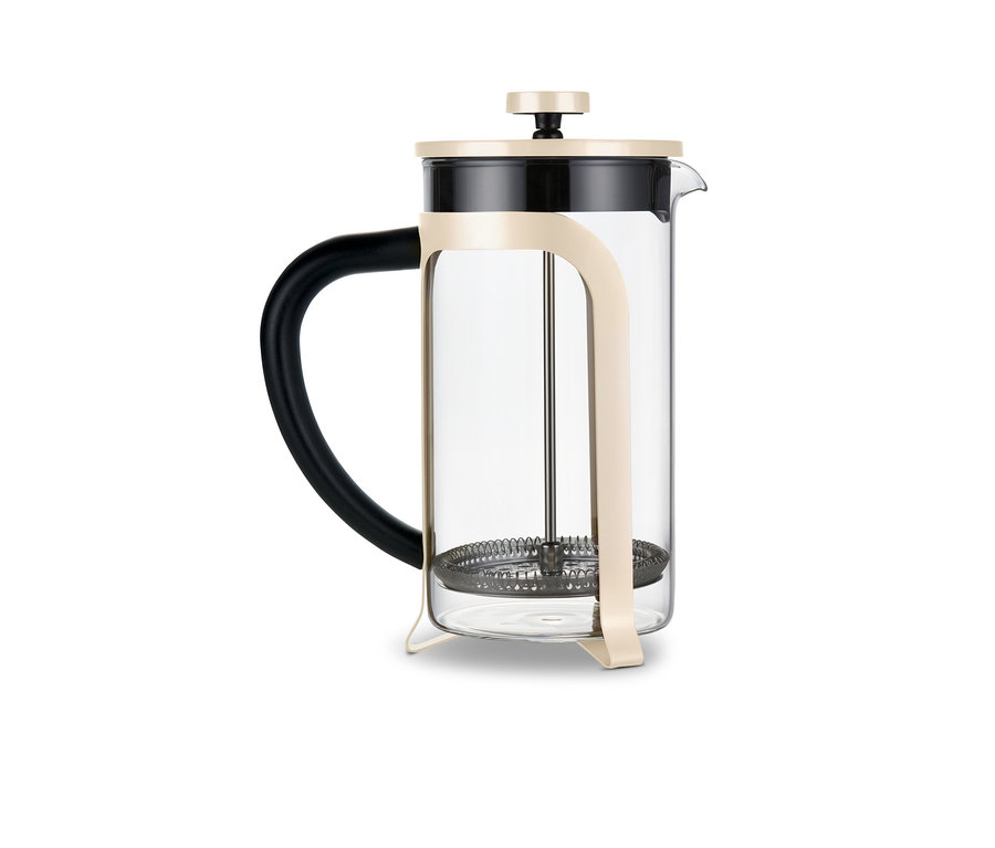 Siebstempelkanne 800 ml, 6 Tassen, in freundlichem Beige.