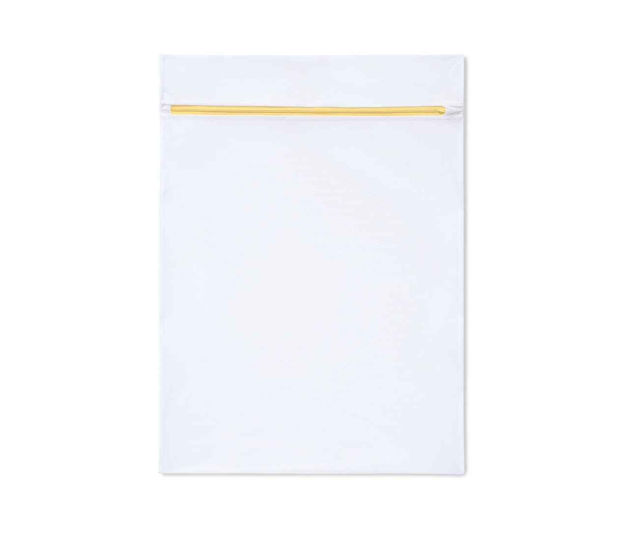 Ein weißes XL-Wäschenetz mit gelbem Reißverschluss, 2 Stück