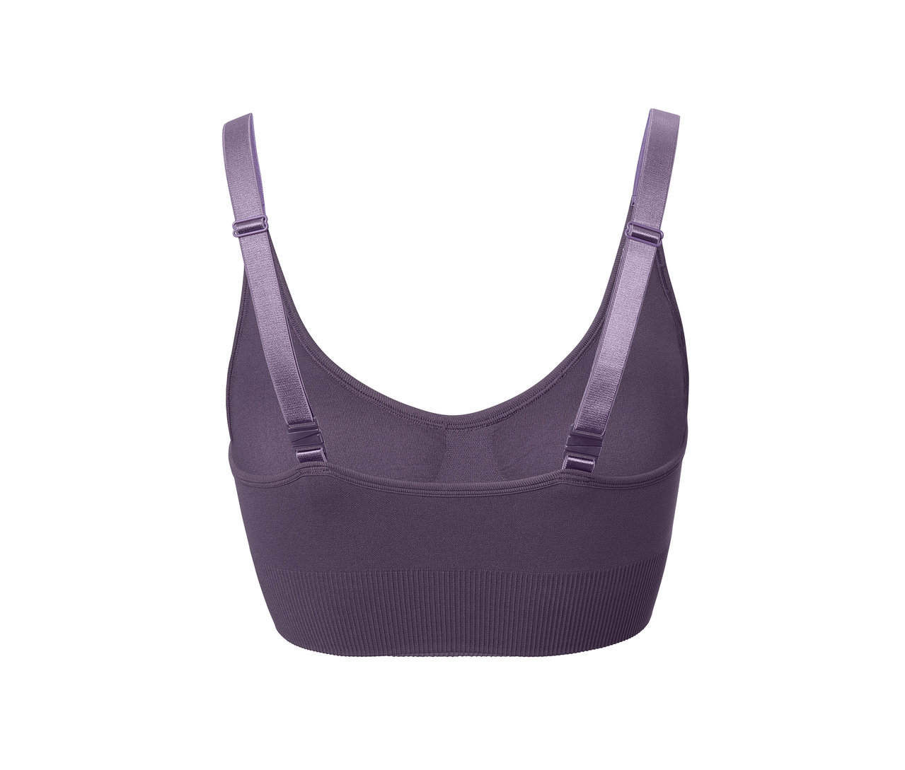 Detailansicht eines lila Seamless-Sport-Bustiers.