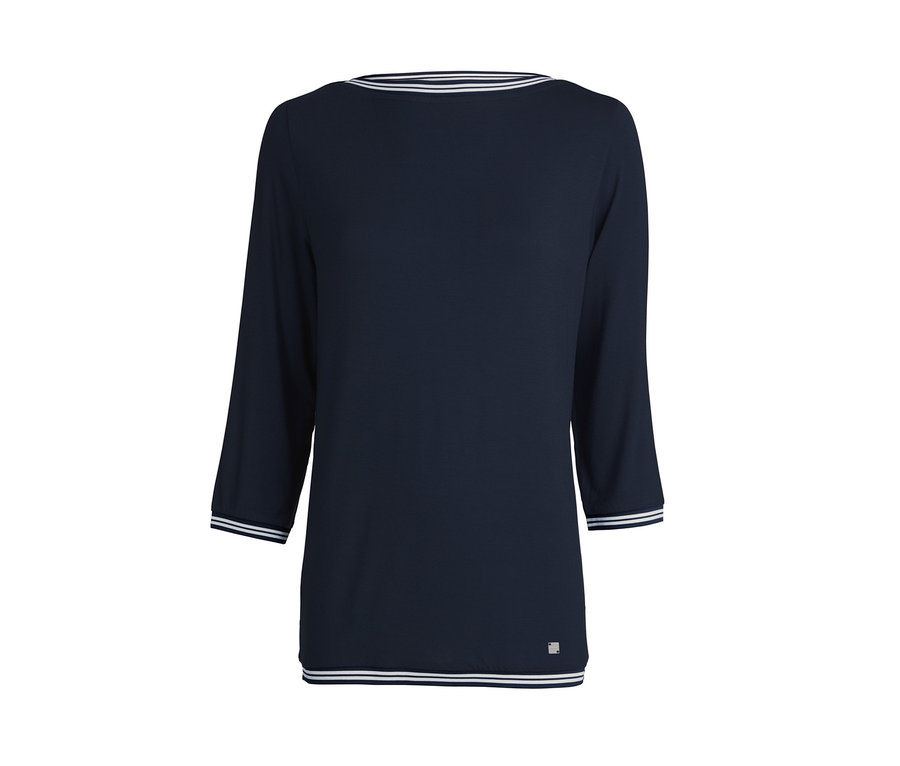 Dunkelblaues Blusenshirt mit 3/4-Arm.