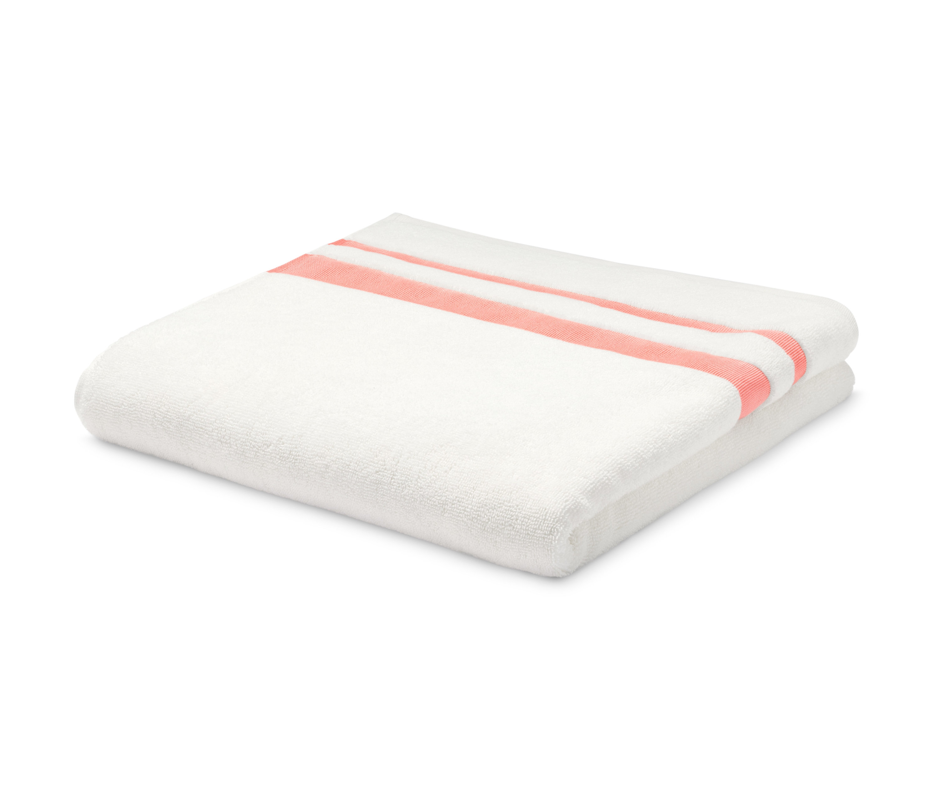 Gefaltetes Premium-Badetuch, apricotfarbene Borte.