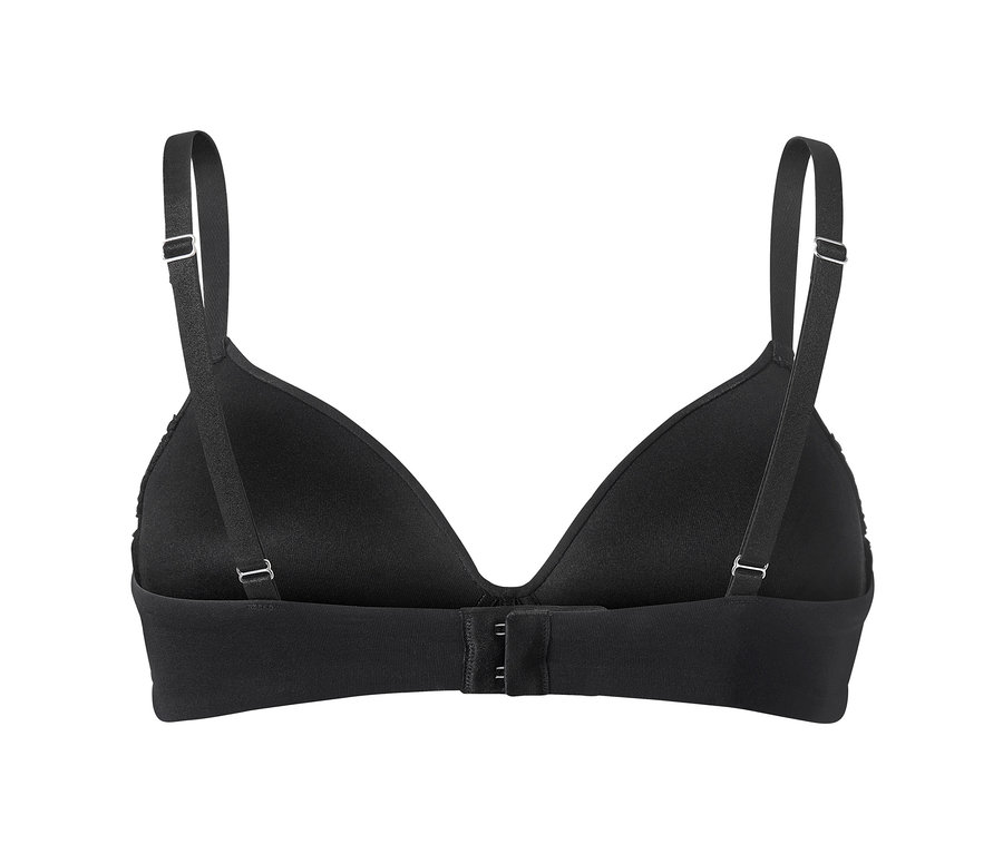 Detailansicht von hinten eines schwarzen Softschalen-BHs.