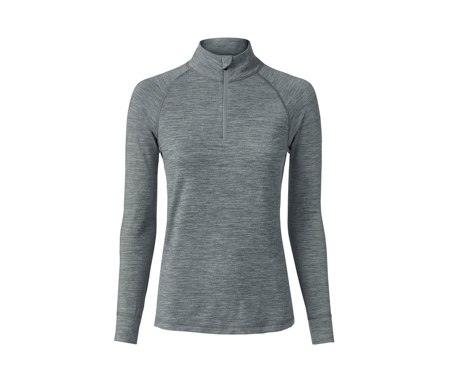 Graues Funktionsshirt mit langen Ärmeln und Merinowolle.