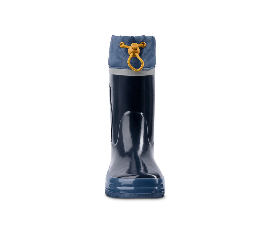 Dunkelblauer Gummistiefel mit Bär-Print.