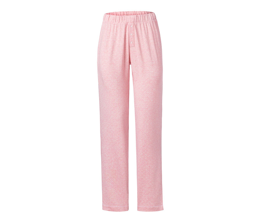 Rosa Pyjamahose mit weißen Punkten und Knöpfen.