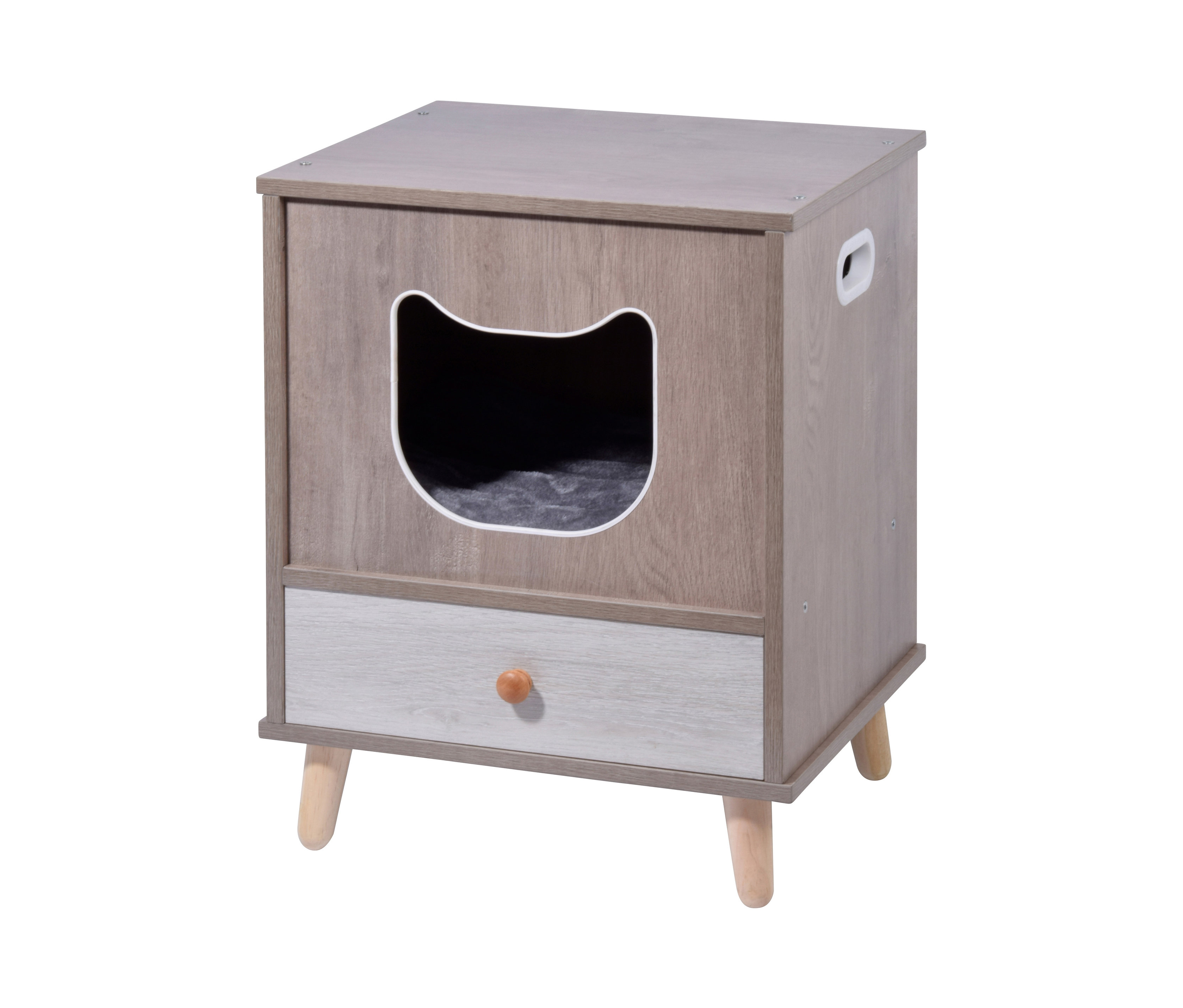 Beiger Dobar-Katzenhocker »Cathy« mit Schublade.