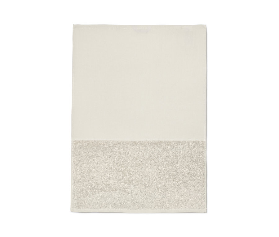 Beiges Küchenhandtuch.