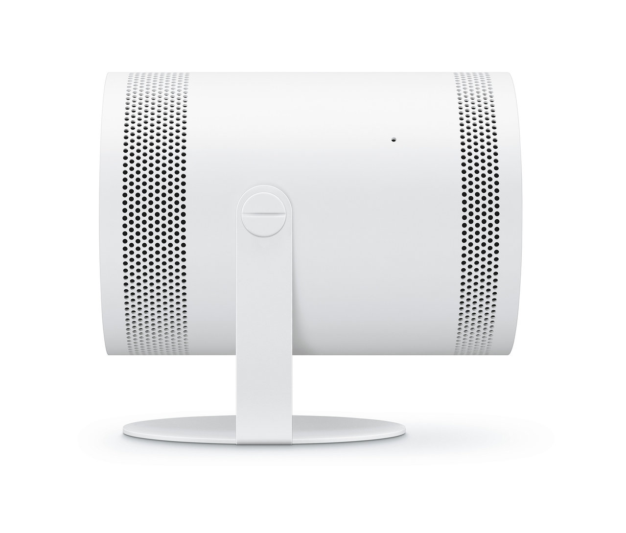 Detailansicht des weißen Samsung The Freestyle Projektors »SP-LSP3BLAXXE« mit Ständer.