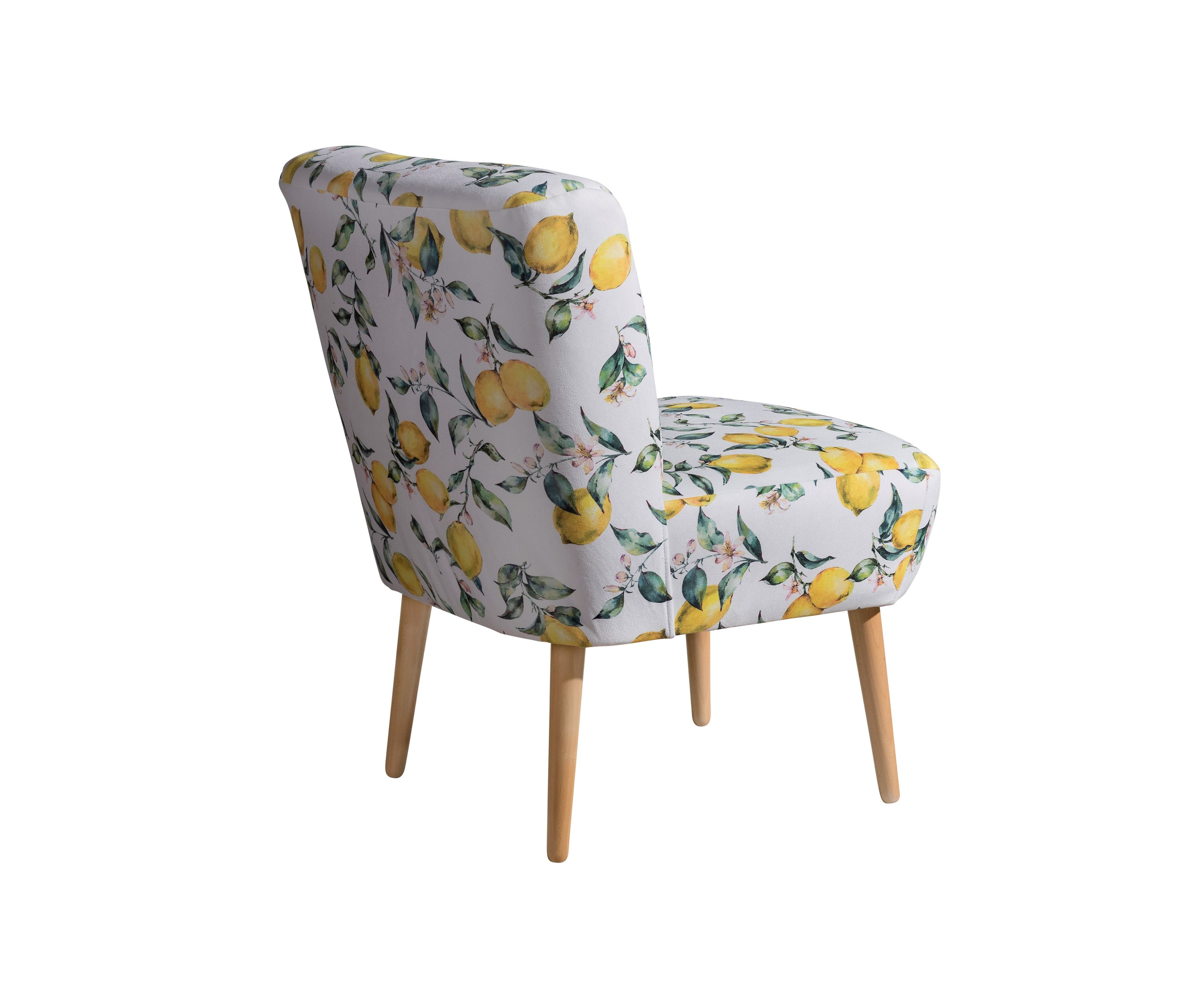 Thumbnail - Tchibo - Cocktailsessel »Fiona« mit Zitronenprint - 58x68x78cm - braun - Polyester / Holz / Buchenholz