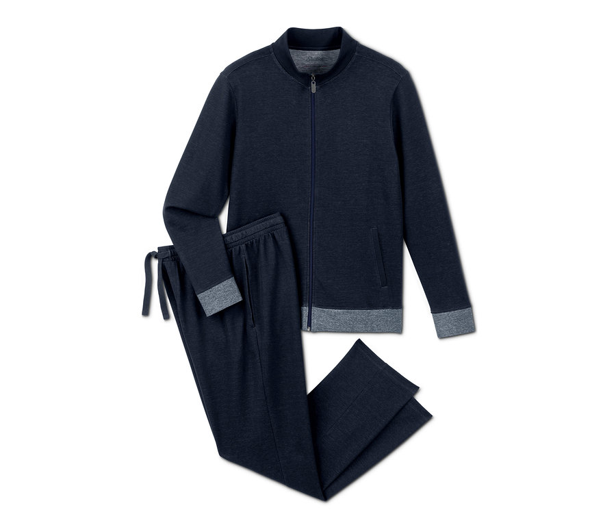 Marineblauer Homewear-Anzug mit Reißverschluss und Kordelzug.