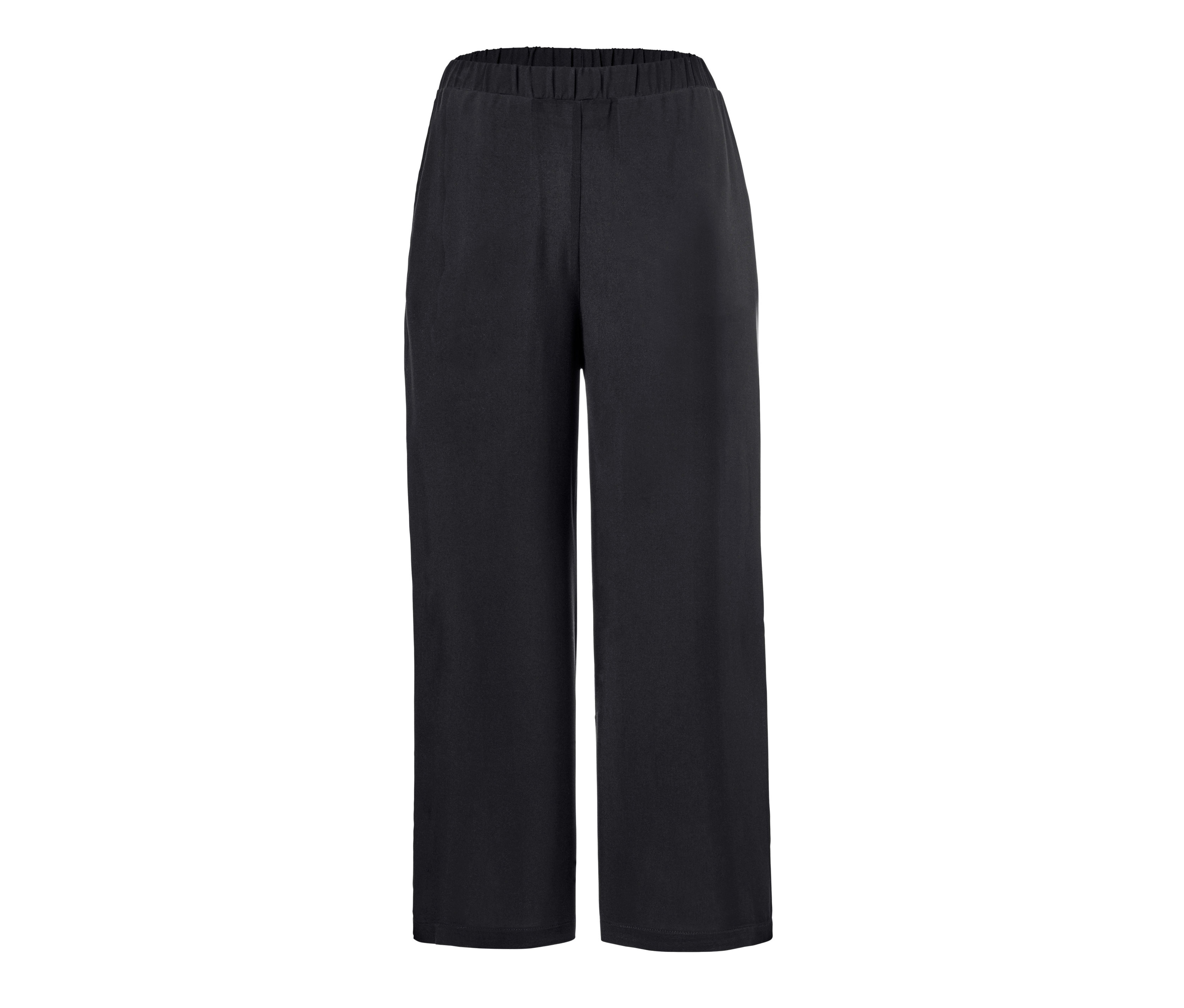 Schwarze Culotte Hose mit Gummibund.