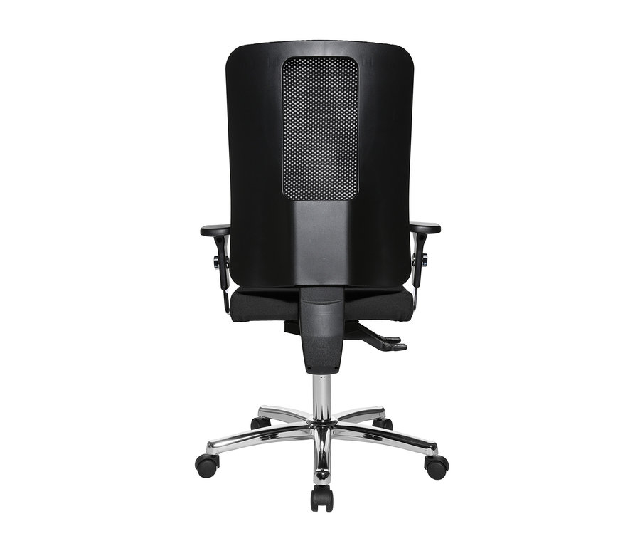 Rückansicht des schwarzen Topstar Drehstuhls »Open X«.