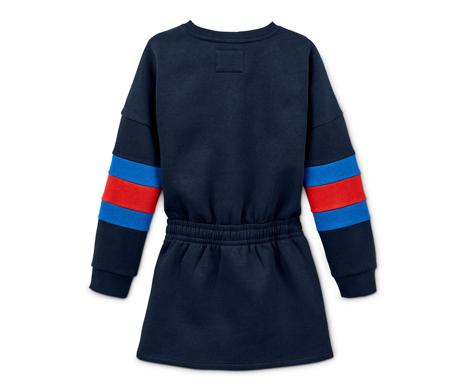Marineblaues Sweatkleid mit Bündchen.