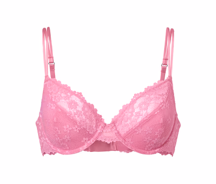 Pinkfarbener Bügel-BH mit Spitze.