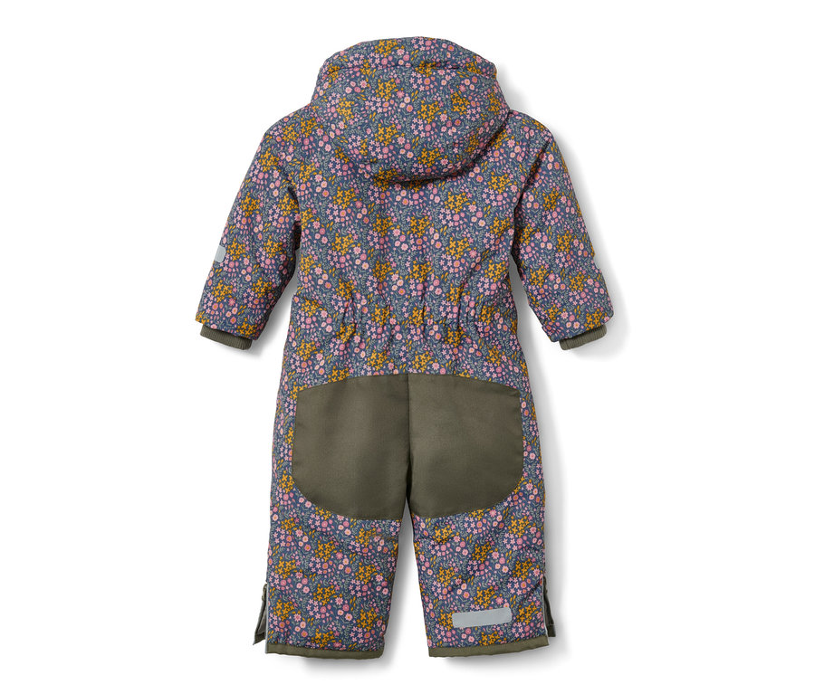Schneeanzug mit Blümchen-Print von hinten.