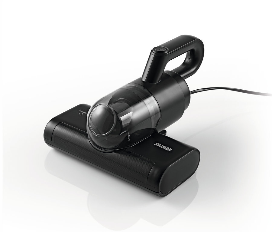 Schwarzer N8WERK Milbensauger mit pulsierender Bürste auf weißem Hintergrund.